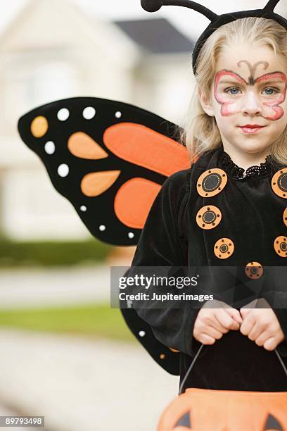 girl in halloween costume - costume wing stock pictures, royalty-free photos & images