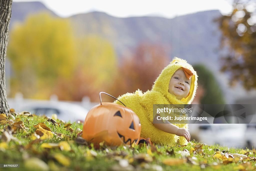 Toddler in Halloween costume