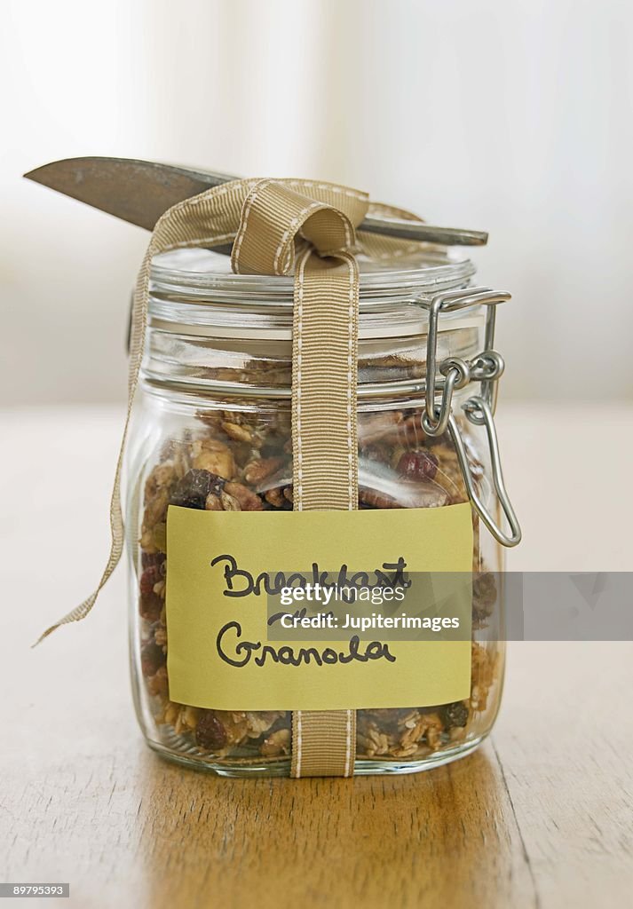 Jar of breakfast granola