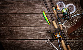Fishing tackle background. Fishing design elements.