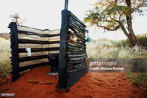 an outdoor toilet along the tok tokkie trail, namibrand nature reserve, namibia - namib stock-fotos und bilder