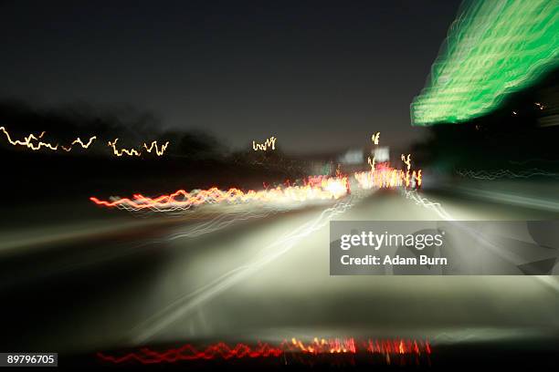 multiple lane highway, night - multiple lane highway foto e immagini stock