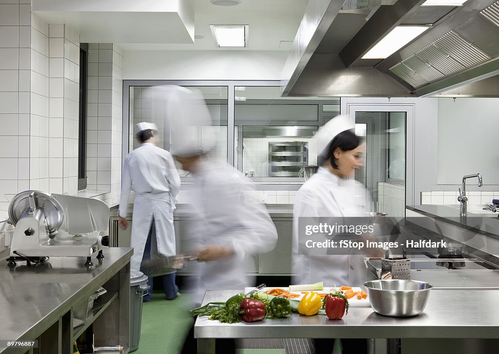 A busy commercial kitchen