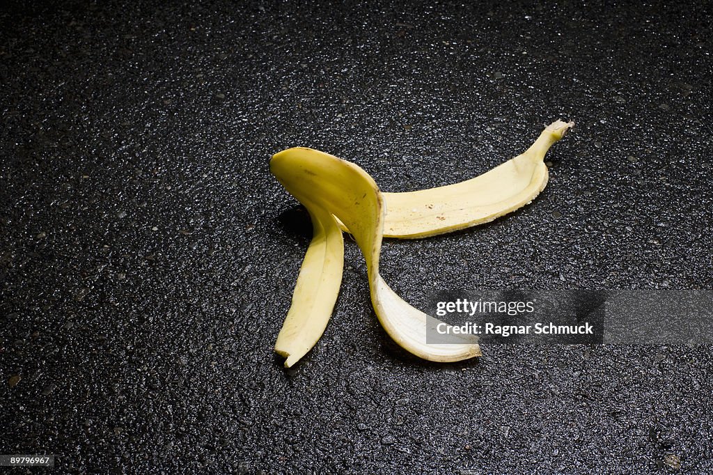 A discarded banana peel