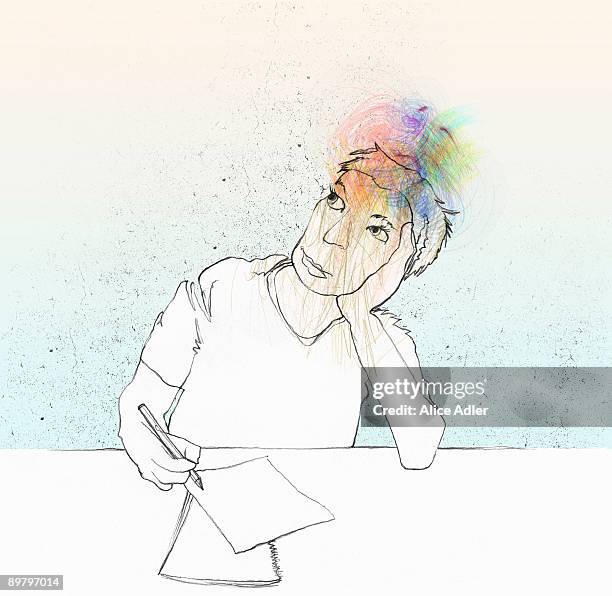 a woman thinking - tagträumen stock-grafiken, -clipart, -cartoons und -symbole