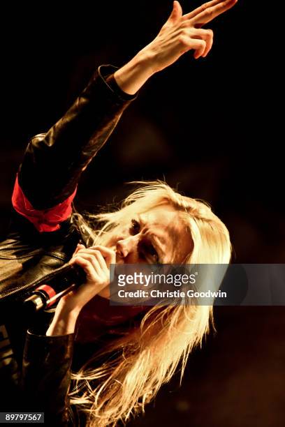 Angela Gossow of Arch Enemy performs on stage on the first day of Bloodstock Open Air festival at Catton Hill on August 14, 2009 in Derby, England.
