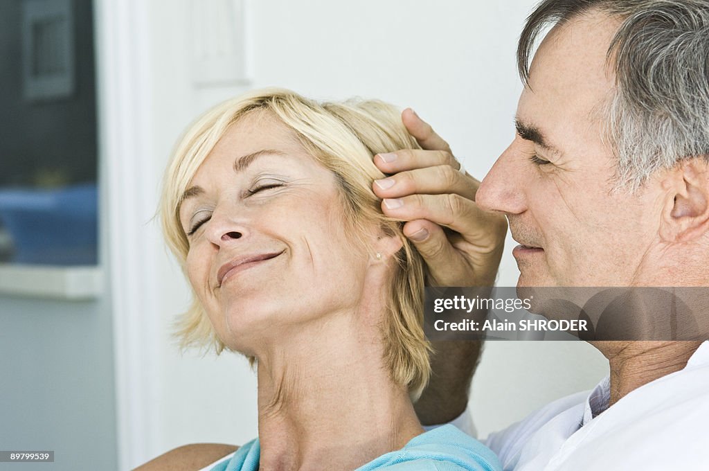 Close-up of a couple romancing