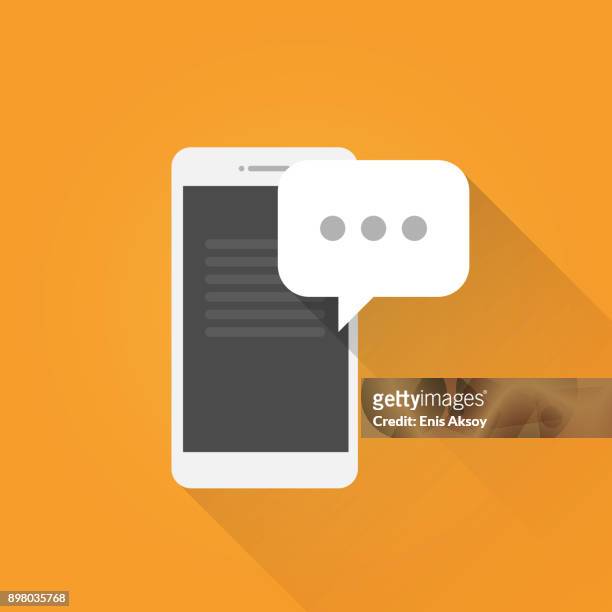 mobile message flat icon - smartphone stock illustrations