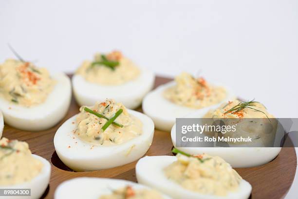 deviled eggs - deviled eggs stock pictures, royalty-free photos & images