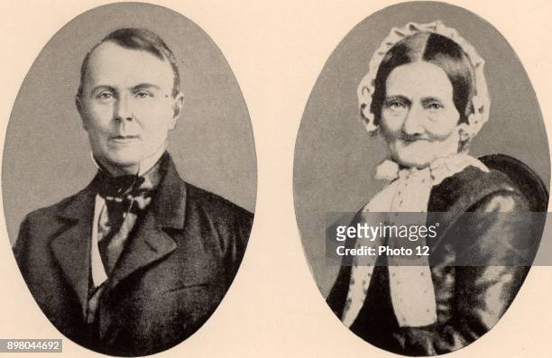 Johann Jakob Brahms and his wife, parents of the German composer Johannes Brahms . From photographs.