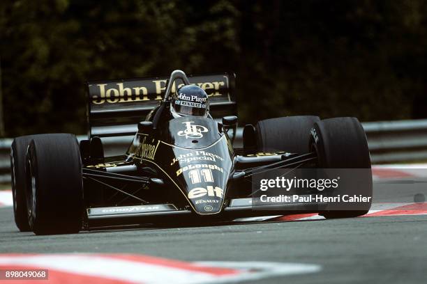 Johnny Dumfries, Lotus-Renault 98T, Grand Prix of Belgium, Circuit de Spa-Francorchamps, 25 May 1986.