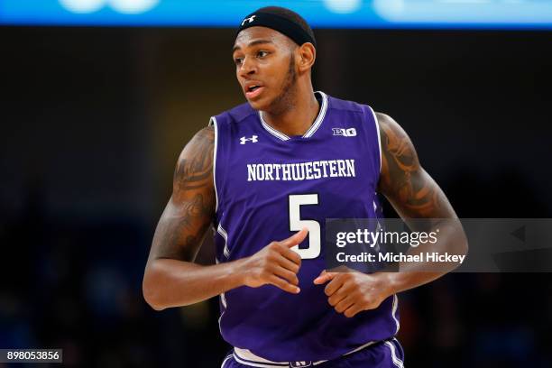 Dererk Pardon of the Northwestern Wildcats is seen during the game against the DePaul Blue Demons at Wintrust Arena on December 16, 2017 in Chicago,...
