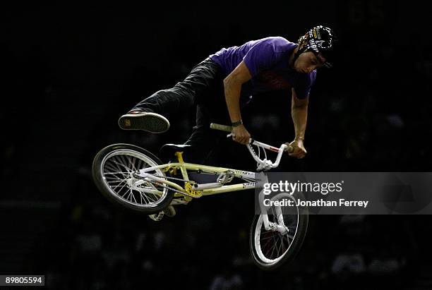 Anthony Napolitan rides in the BMX DIRT finals during day 1 of the Wendy's Invitational Dew Action Sports Tour on August 14, 2009 at the Rose Garden...