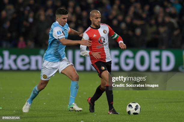 Mohamed El Makrini of Roda JC, Karim El Ahmadi of Feyenoord during the Dutch Eredivisie match between Feyenoord v Roda JC at the Stadium Feijenoord...