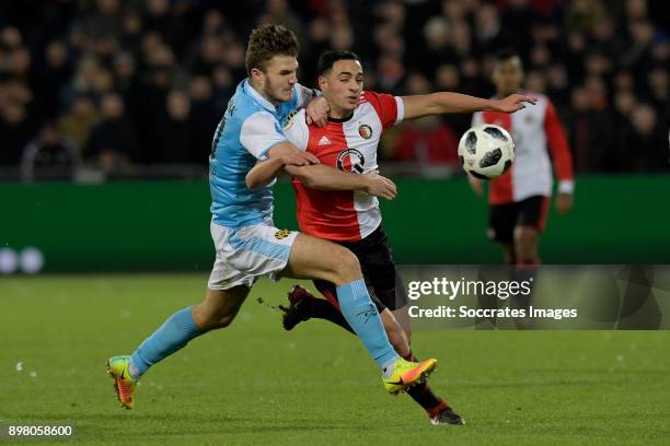 Daryl Werker of Roda JC, Sofyan Amrabat of Feyenoord during the Dutch Eredivisie match between Feyenoord v Roda JC at the Stadium Feijenoord on...