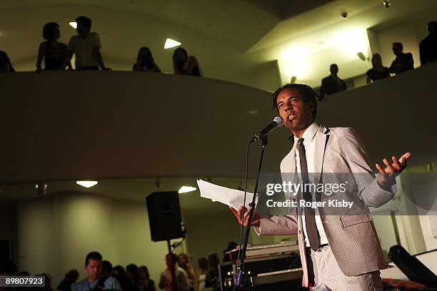 Novelist Colson Whitehead reads selections of Walk Whitman at the Solomon R. Guggenheim Museum on August 14, 2009 in New York City.