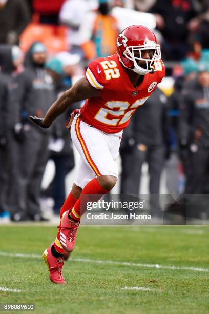 Cornerback Marcus Peters of the Kansas City Chiefs celebrates after recovering a fumble for the first turnover of the game in the first quarter...