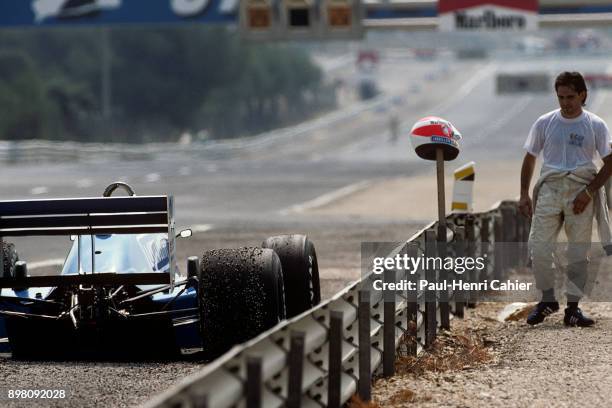 Alex Caffi, Osella-Alfa Romeo FA1I, Grand Prix of France, Circuit Paul Ricard, 05 July 1987. Alex Caffi and his retired car during the 1987 French...