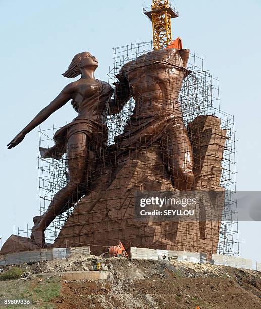 The monument "African Renaissance" is under construction on July 23, 2009 on a hill near Dakar, overlooking the Atlantic Ocean. Presented as taller...