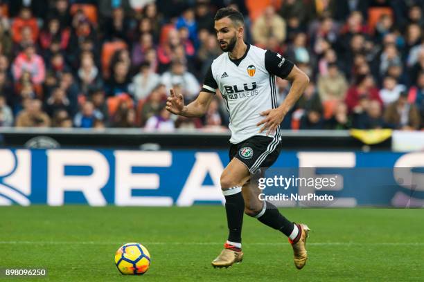 Martin Montoya during the match between Valencia CF against Villarreal CF , week 17 of La Liga 2017/18 at Mestalla stadium, Valencia, SPAIN - 17th...