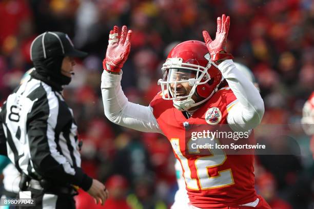 Kansas City Chiefs wide receiver Albert Wilson after an 11-yard reception early in the first quarter of a week 16 NFL game between the Miami Dolphins...