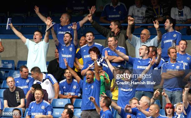 Chelsea fans during the Barclays Premier League match between Chelsea and Hull City at Stamford Bridge on August 15, 2009 in London, England.