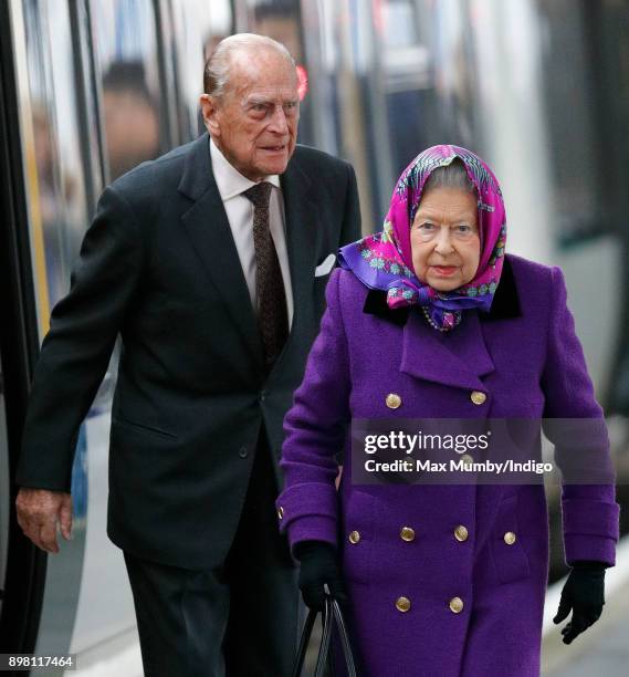 Queen Elizabeth II and Prince Philip, Duke of Edinburgh arrive at King's Lynn station, after taking the train from London King's Cross, to begin...