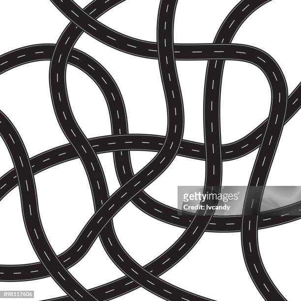curved roads - messy stock illustrations