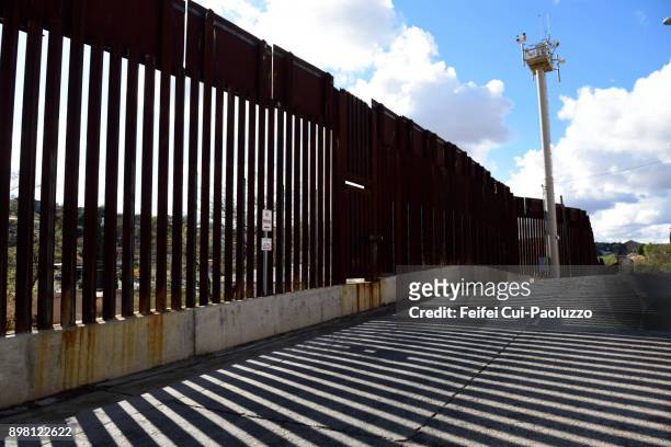 u.s.-mexico border wall at nogales, arizona, usa - diplomacy stock pictures, royalty-free photos & images