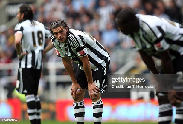 Andy Carroll of Newcastle United looks on during the Coca-Cola Championship match between Newcastle United and Reading at St James' Park on August...