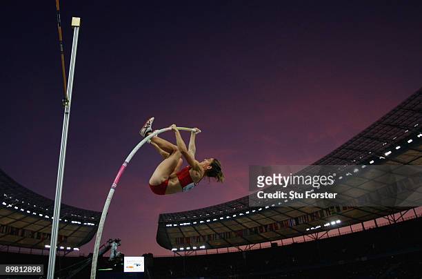 Naroa Agirre of Spain competes in the women's Pole Vault Qualifying during day one of the 12th IAAF World Athletics Championships at the Olympic...