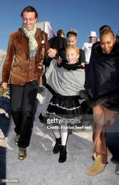 Angela Ermakova and daughter Anna Ermakova and Mario Max prince Schaumburg-Lippe attend 'Fahion On Ice Show' and desert concert Mozart quintet at...