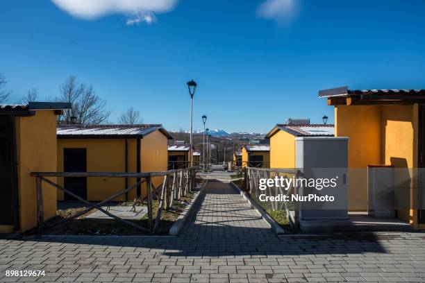 View of the new wooden village in the municipality of Amatrice, Italy, on 24 December 2017. The region has been hit by several earthquakes since 24...