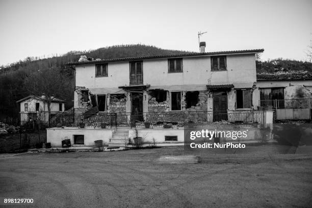 View of the remnants of a house in the municipality of Accumoli, Italy, on 24 December 2017. The region has been hit by several earthquakes since 24...