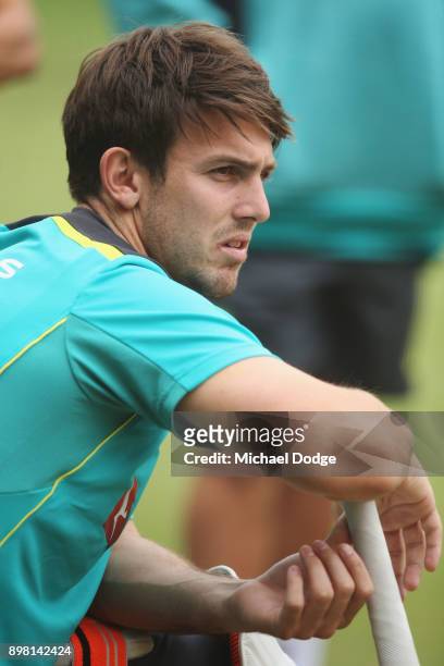 Mitch Marsh looks on during the Australian nets session at the on December 25, 2017 in Melbourne, Australia.