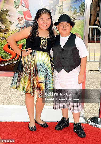 Actors Raini Rodriguez and Rico Rodriguez arrives at the Premiere Of Warner Bros' "Shorts" at Grauman's Chinese Theatre on August 15, 2009 in...