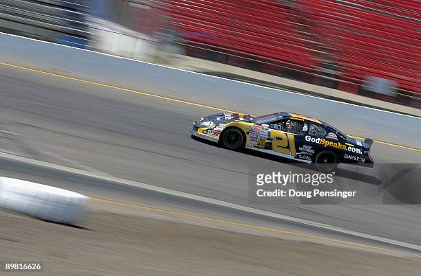 Blake Koch, driver of the GodSpeaks.com Chevrolet, laps the track during practice for the Toyota/NAPA 150 NASCAR Camping World Series West at the...