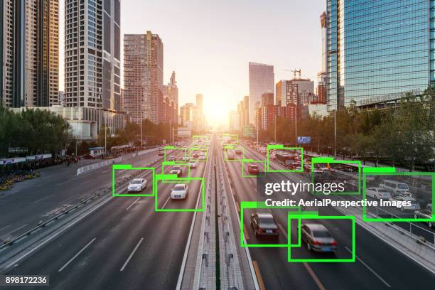 artificial intelligence of deep learning - autonomous car stockfoto's en -beelden