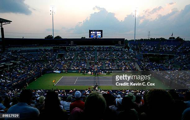 View of Center Court during the semifinal match between Elena Dementieva of Russia and Jelena Jankovic of Serbia in the Western & Southern Financial...