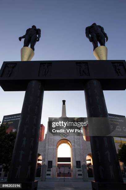 Los Angeles Memorial Coliseum Entrance Statue, Exhibition Park, Los Angeles, California, USA.