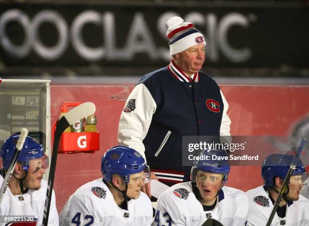 Montreal Canadiens head coach Claude Julien follows the play from the bench in a game against the Ottawa Senators during the 2017 Scotiabank NHL100...