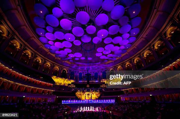 Male choir and percussion ensemble Asima open the Indian Voices day at the BBC Proms 2009 at the Royal Albert Hall, London on August 16 2009. The...