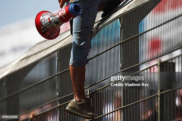 Lautern fan is seen during the second Bundesliga match between Rot-Weiss Ahlen and 1. FC Kaiserslautern at the Werse Stadium on August 16, 2009 in...