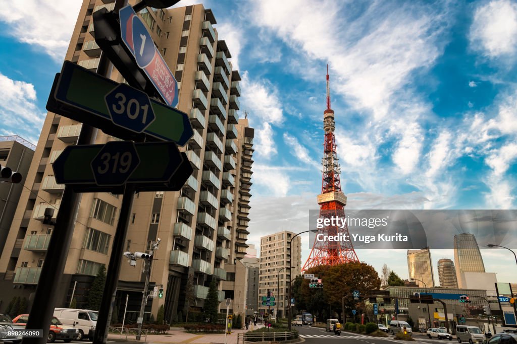 Tokyo Tower under the Blue Sky