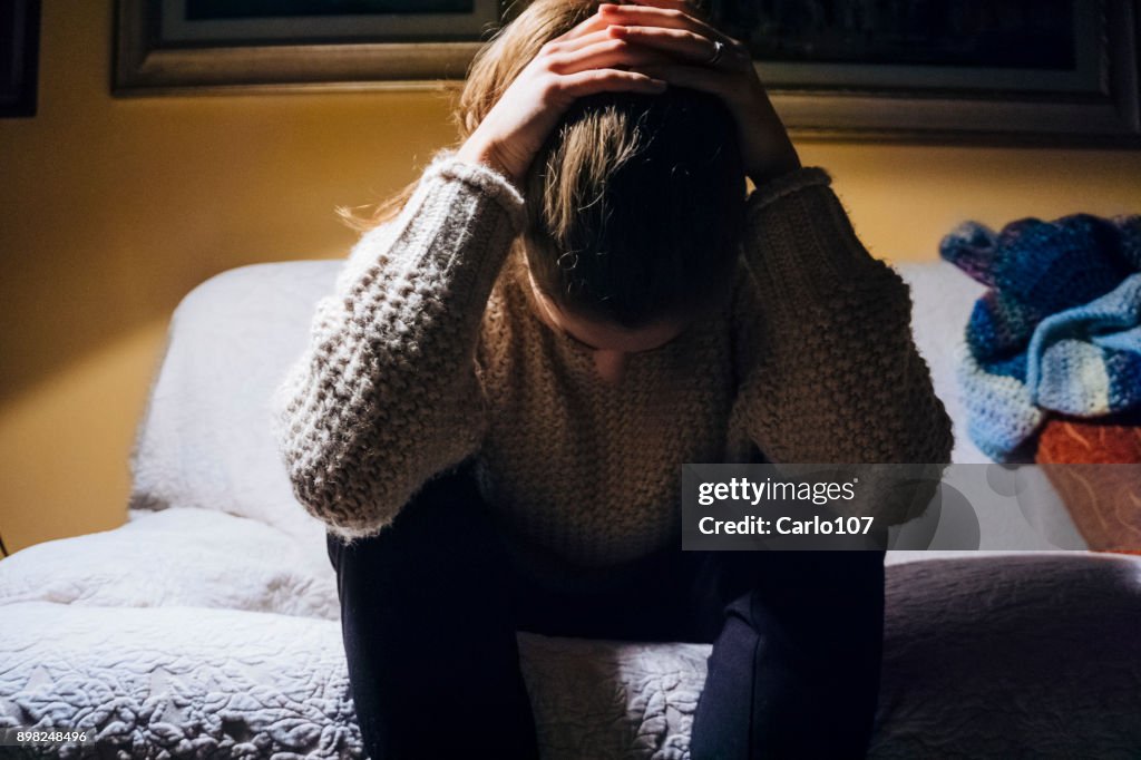 Vrouw die lijden aan depressie