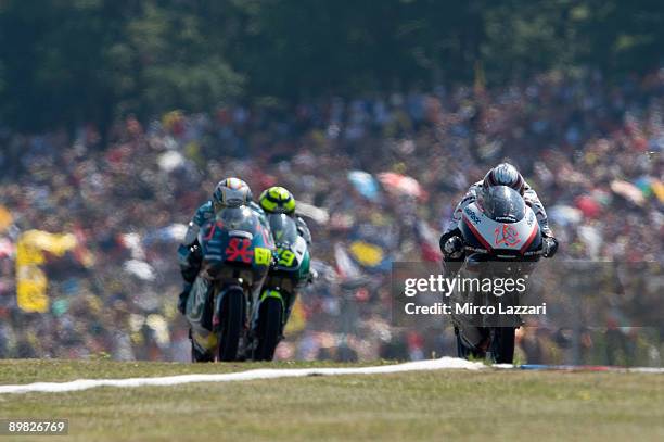 Nicolas Terol of Spain and Jack & Jones Team leads the group of riders during the 125 cc race in the MotoGP World Championship Grand Prix of Czech...