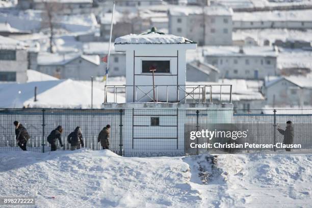 children playing at border guard tower - remote guarding stock pictures, royalty-free photos & images