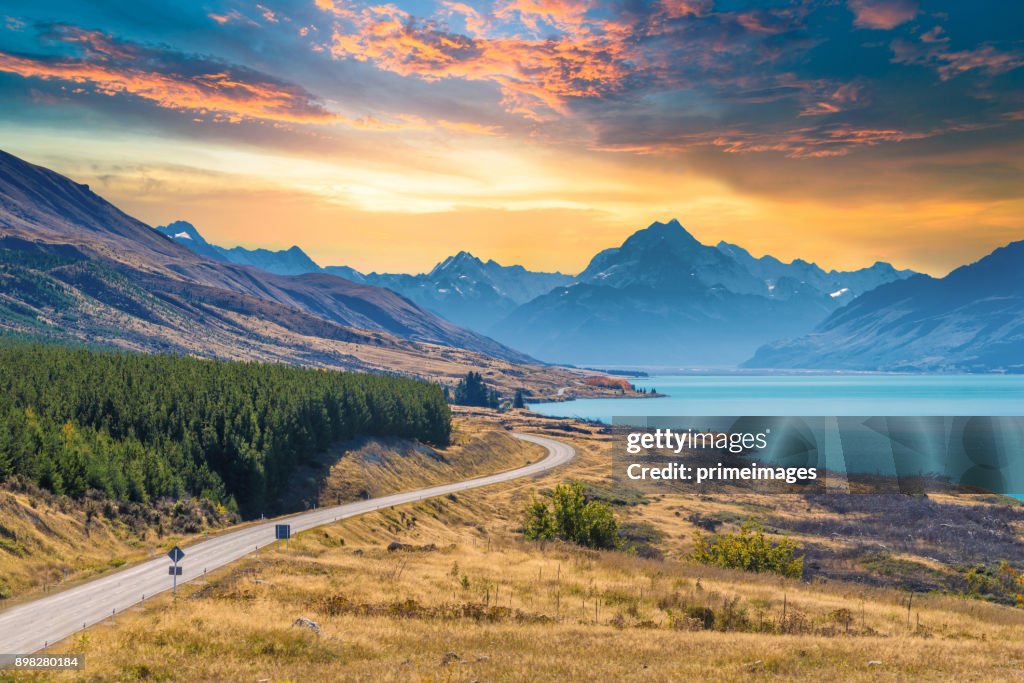 Panoramic view nature landscape in south island New Zealand