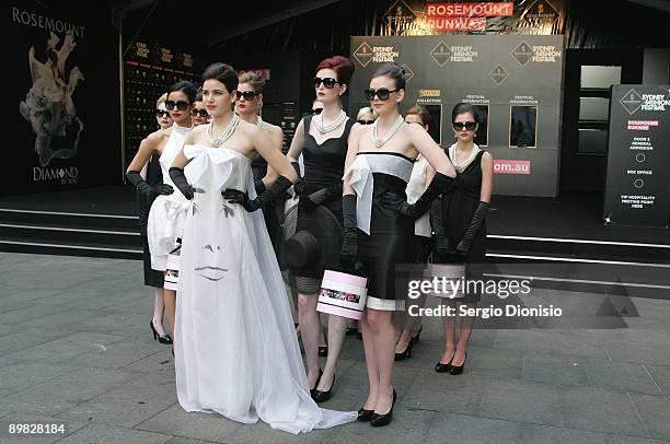 Australia's Next Top model winners Alice Burdeau, Tahnee Atkinson and Demelza Reveley made-up to look like screen star Audrey Hepburn pose to...