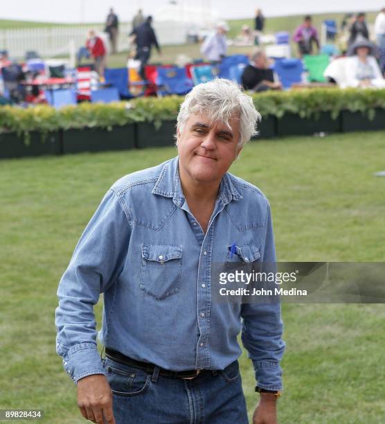 Personality Jay Leno makes an appearance during the 59th Annual Concours d' Elegance auto show at Pebble Beach Golf Links on August 16, 2009 in...